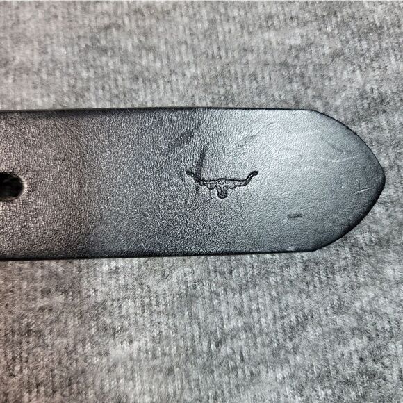 R.M. Williams Drover Mens Size 30 Black Cowhide Leather Belt Gold Buckle - Picture 6 of 9